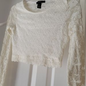 Forever 21 Lace Long Sleeve Crop Top
